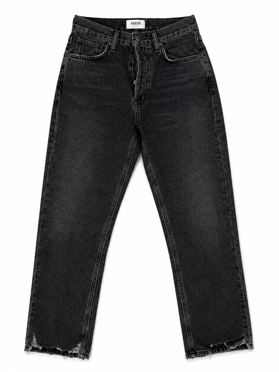 Agolde Denim - AGOLDE Riley High Rise Straight Jeans Size 24 Washed Black 100% Cotton Premium D